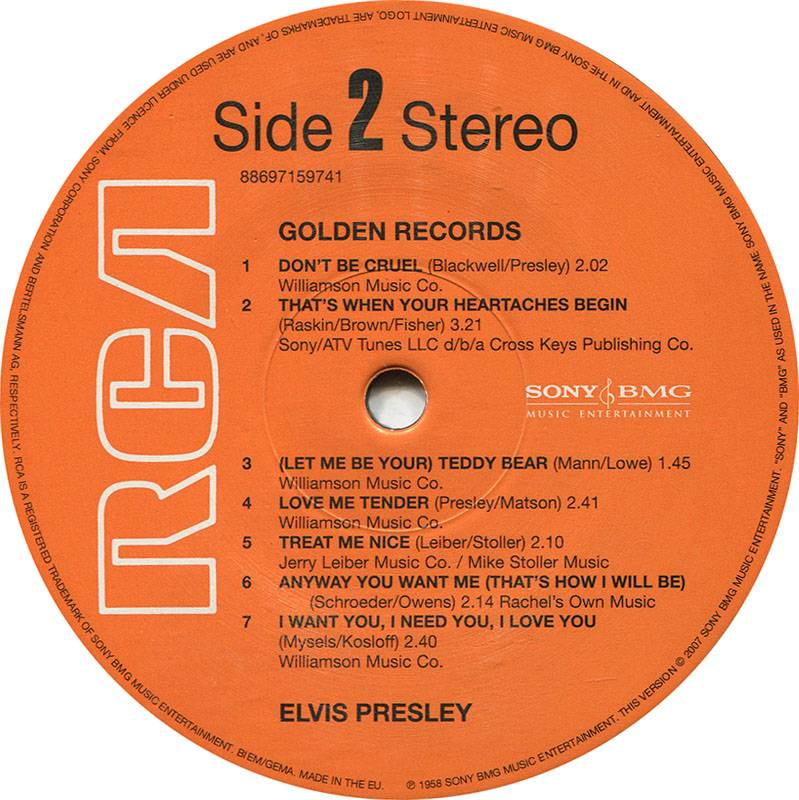 Elvis Presley Golden Records : LP Label B